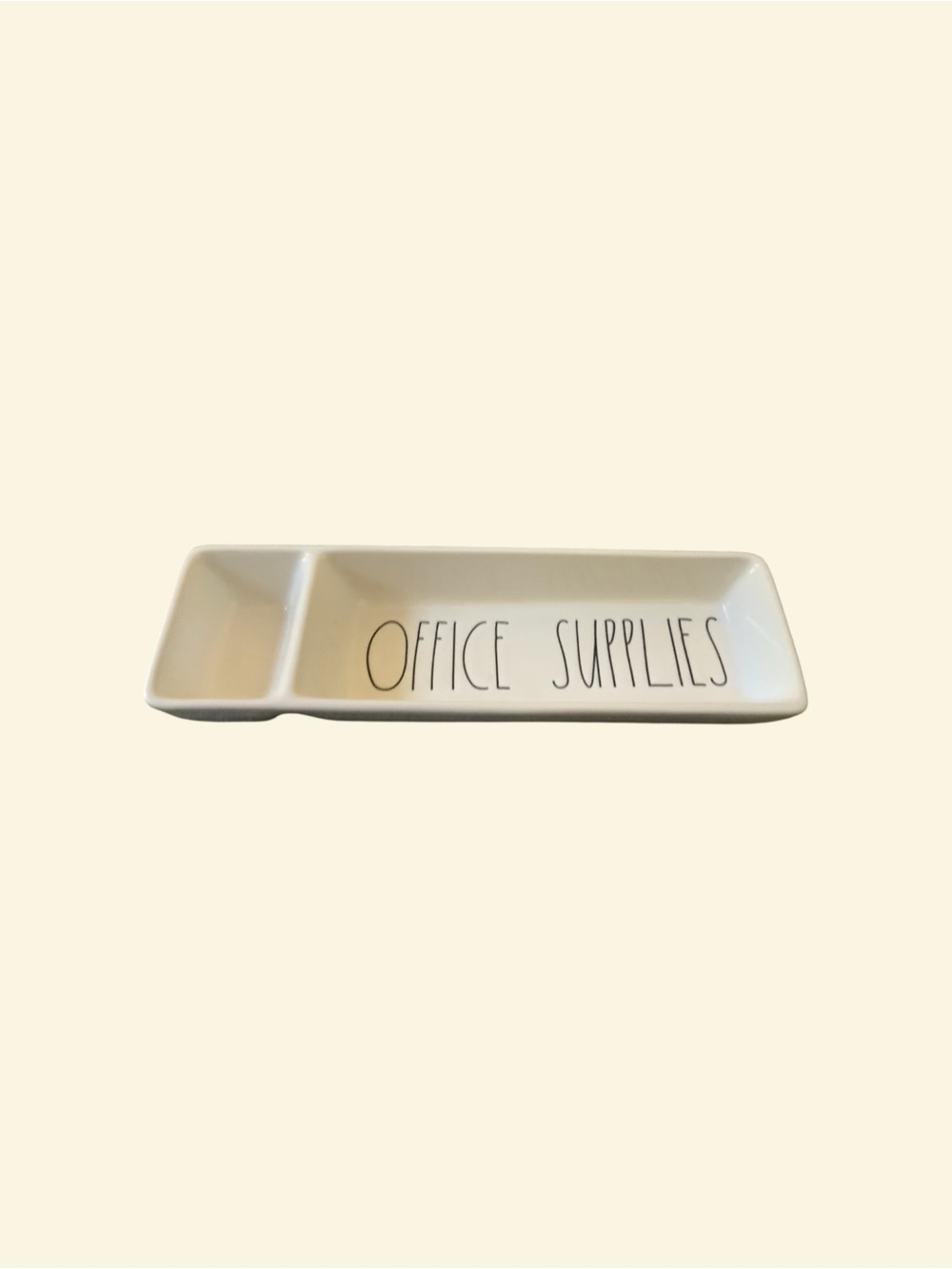 Rae Dunn Cream Ceramic Desk Tray 'Office Supplies'